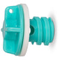 A blue plastic Engel Coolers replacement drain plug with a white hole on it.