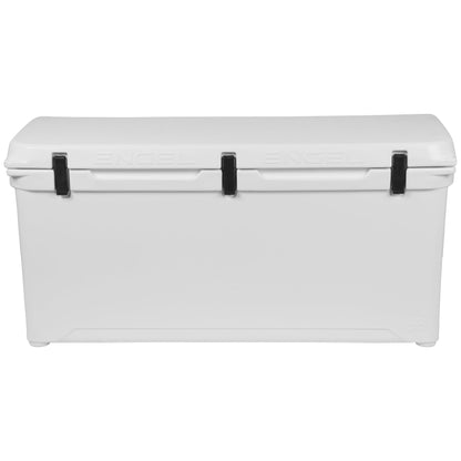 A white Engel 165 High Performance Hard Cooler and Ice Box on a white background.