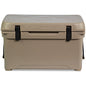 The durable Engel Coolers 35 High Performance Hard Cooler and Ice Box is tan with black handles.