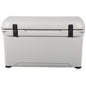 A gray, Engel 65 High Performance Hard Cooler and Ice Box with black handles.