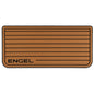 A brown SeaDek® Tan Teak Pattern Non-Slip Marine Cooler Topper with the word Engel on it.