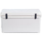 A Engel Coolers 80 High Performance Hard Cooler and Ice Box with black handles.
