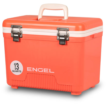 An orange Engel Coolers 13 Quart Drybox/Cooler, perfect for outdoor adventures.