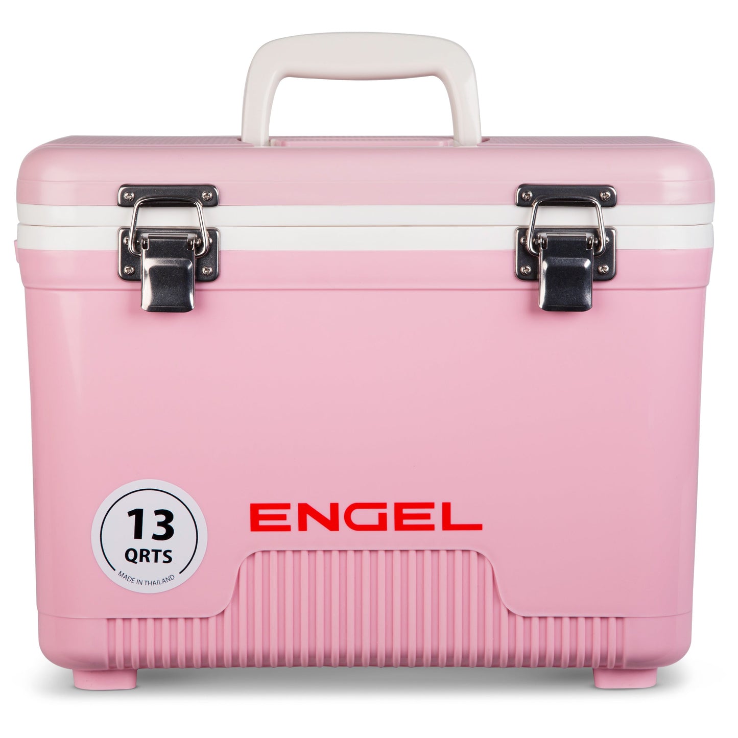 A pink Engel Coolers 13 Quart Drybox/Cooler, perfect for outdoor adventures.