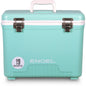 The Engel Coolers 19 Quart Drybox/Cooler, perfect for the outdoors, in mint green.